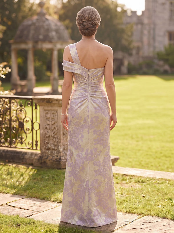 Jacquard Sheath/Column One Shoulder Mother of the Bride Dresses  with Slit