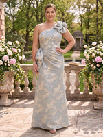 Jacquard Plus Size Satin One Shoulder Mermaid Mother of the Bride/Groom Dresses