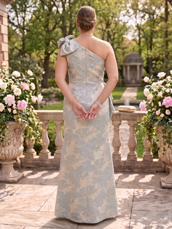 Jacquard Plus Size Satin One Shoulder Mermaid Mother of the Bride/Groom Dresses