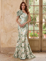 Jacquard Satin One Shoulder Sheath Mother of the Bride/Groom Dresses