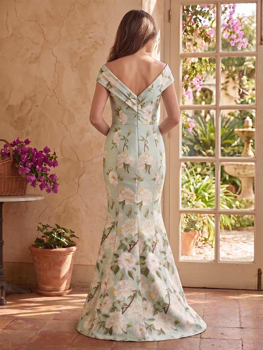 Off the Shoulder Jacquard Satin Sheath Mother of the Bride/Groom Dresses