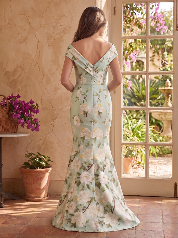 Off the Shoulder Jacquard Satin Sheath Mother of the Bride/Groom Dresses