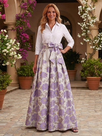 Jacquard Satin A Line 3/4 Sleeves V Neck Mother of the Bride/Groom Dresses