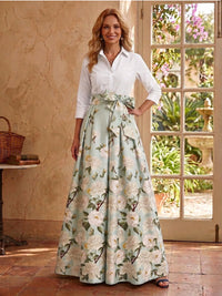 V Neck Jacquard Satin A Line 3/4 Sleeves Mother of the Bride/Groom Dresses