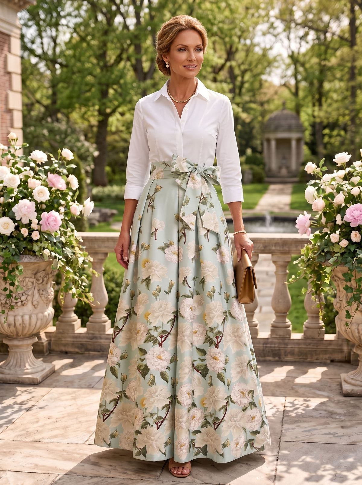 V Neck Jacquard Satin A Line 3/4 Sleeves Mother of the Bride/Groom Dresses