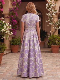 Collar Neck Mermaid Jacquard Satin A Line Mother of the Bride/Groom Dresses