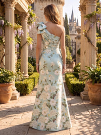One Shoulder Jacquard Satin Sheath Mother of the Bride/Groom Dresses