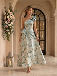 One Shoulder Jacquard Satin Sheath Mother of the Bride/Groom Dresses