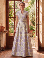 V Neck Mermaid Jacquard Satin A Line Mother of the Bride/Groom Dresses