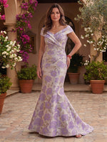 Off the Shoulder Jacquard Satin Mermaid Mother of the Bride/Groom Dresses