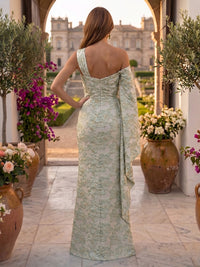 One Shoulder Mermaid Jacquard Satin Long Mother of the Bride/Groom Dresses