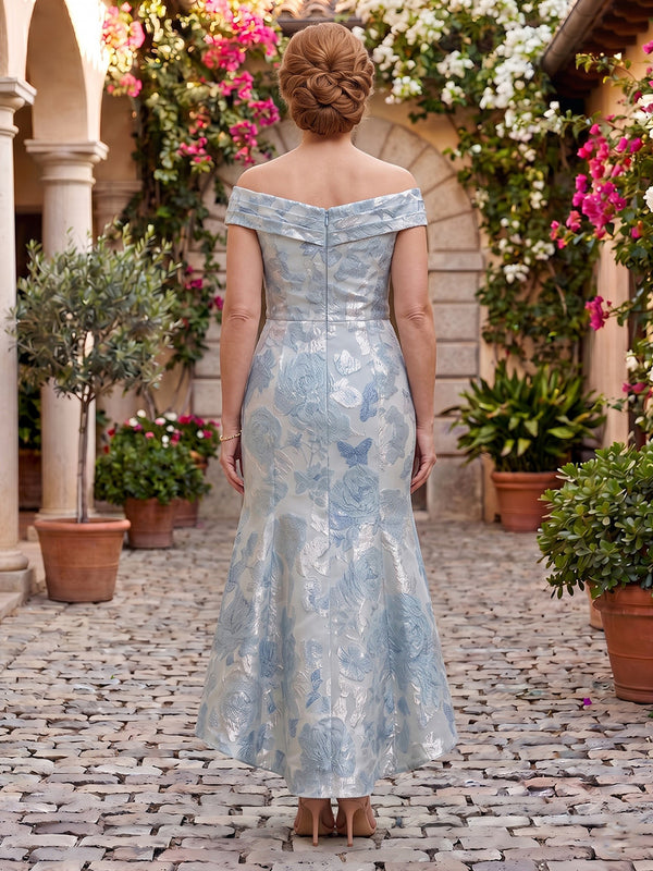 Jacquard Off the Shoulder Plus Size Mermaid Long Mother of the Bride Dresses