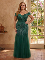 Plus Size Sequin Off the Shoulder Mermaid Long Mother of the Bride Dresses
