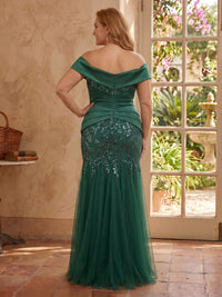 Plus Size Sequin Off the Shoulder Mermaid Long Mother of the Bride Dresses