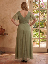 Plus Size Tulle Short Sleeves A Line Long Mother of the Bride Dresses