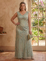 Plus Size Sequin Sleeveless Mermaid Long Mother of the Bride Dresses