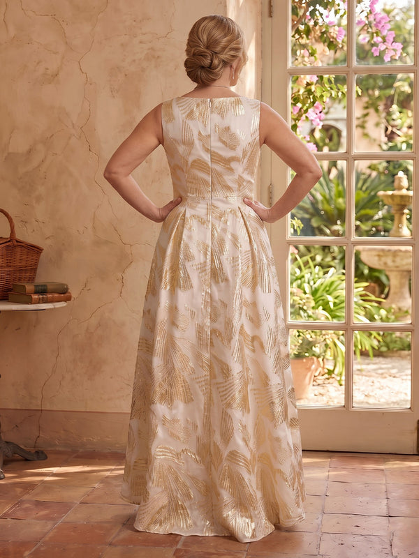 Jacquard Plus Size A Line V Neck Mother of the Bride Dresses