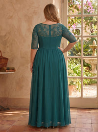Plus Size Lace Long Sleeves A Line Mother of the Bride Dresses