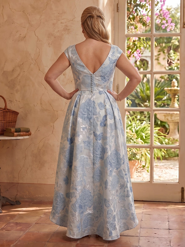 Jacquard Plus Size V Neck A Line Mother of the Bride Dresses