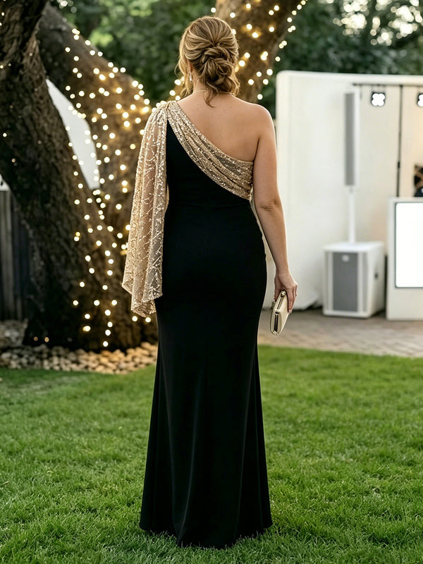 Plus Size Mermaid One Shoulder Satin Mother of the Bride Dresses