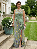 Jacquard Round Neck Mermaid Sleeveless Mother of the Bride Dresses
