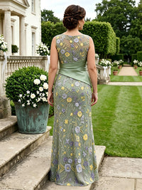 Jacquard Round Neck Mermaid Sleeveless Mother of the Bride Dresses
