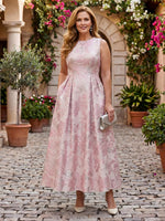Jacquard Plus Size Tea Length A Line Mother of the Bride Dresses