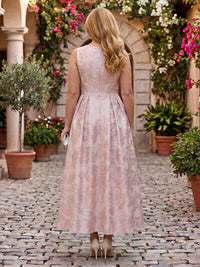 Jacquard Plus Size Tea Length A Line Mother of the Bride Dresses