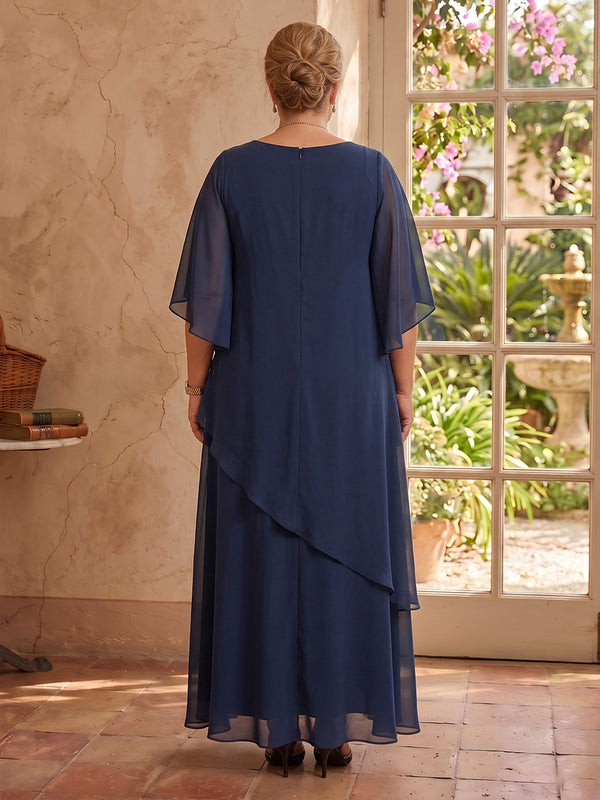 Chiffon Plus Size A Line Short Sleeves  Mother of the Bride Dresses