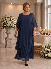 Chiffon Plus Size A Line Short Sleeves  Mother of the Bride Dresses