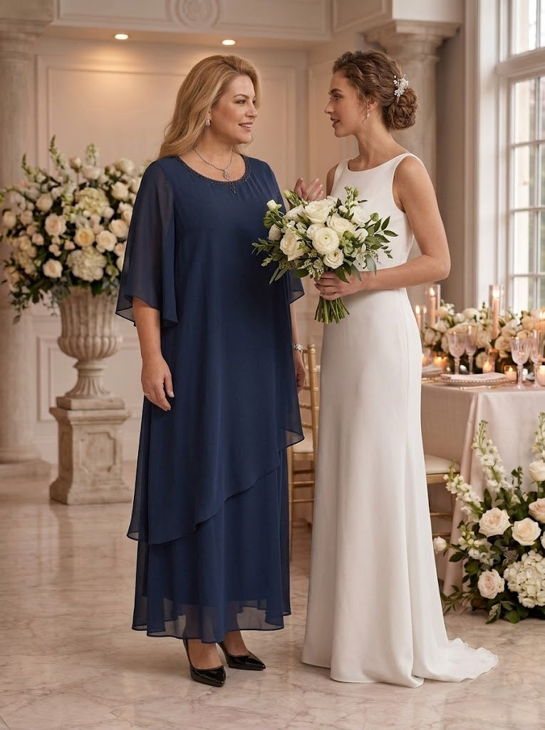 Chiffon Plus Size A Line Short Sleeves  Mother of the Bride Dresses