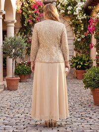 2 Pieces Lace Plus Size A Line Long Sleeves  Mother of the Bride Dresses