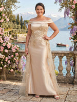 Off the Shoulder Mermaid Satin Lace Mother of the Bride/Groom Dresses Plus Size