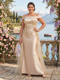 Off the Shoulder Mermaid Satin Lace Mother of the Bride/Groom Dresses Plus Size
