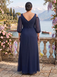 Chiffon Off the Shoulder Short Sleeves Mother of the Bride/Groom Dresses Plus Size