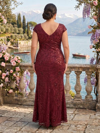 Sequin V Neck Mermaid Sheath Mother of the Bride/Groom Dresses Plus Size