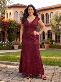 Sequin V Neck Mermaid Sheath Mother of the Bride/Groom Dresses Plus Size