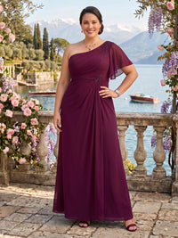 Chiffon One Shoulder A Line Mother of the Bride/Groom Dresses Plus Size