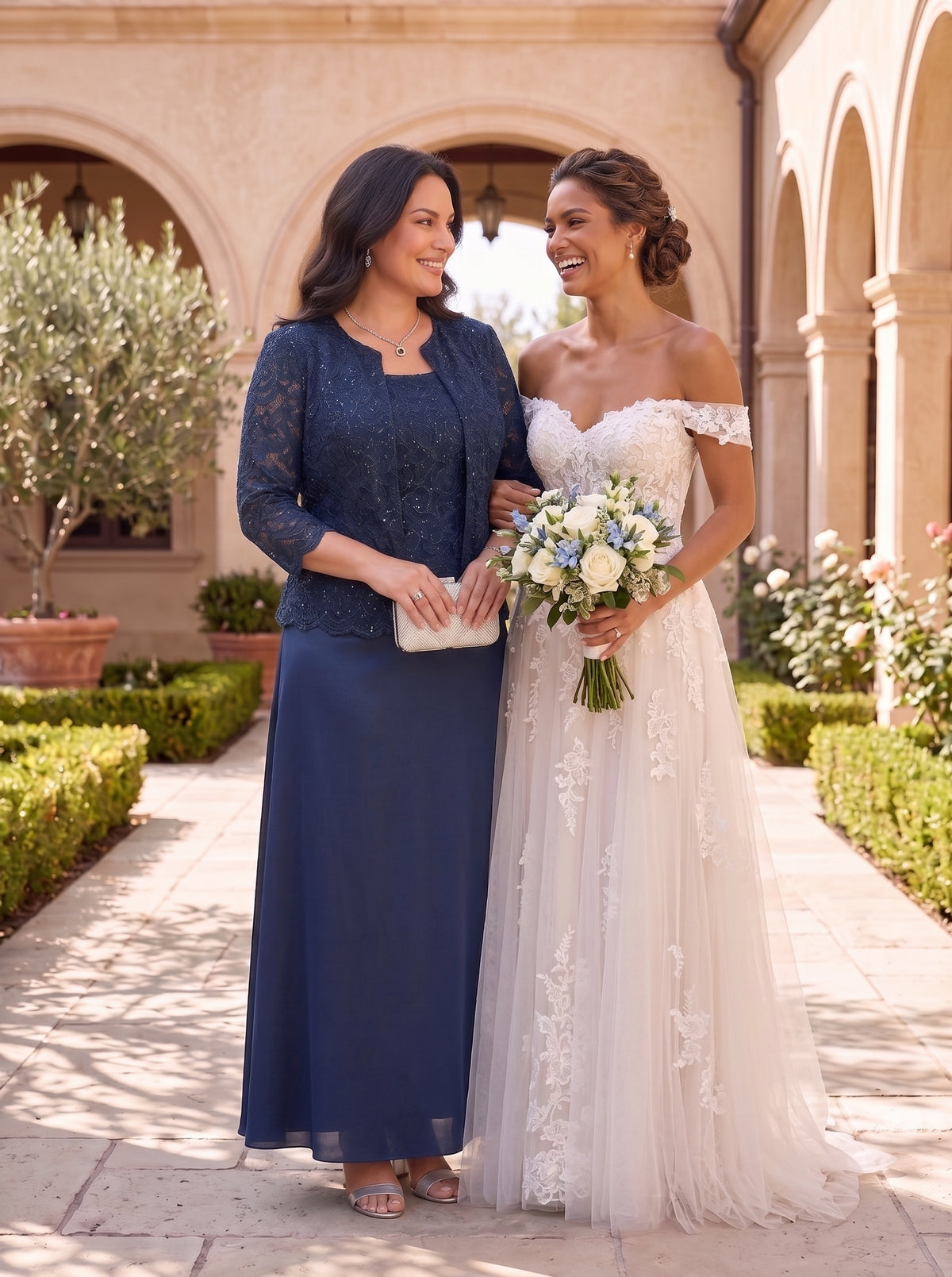 Two Piece Jewel Chiffon A Line Mother of the Bride/Groom Dresses Plus Size