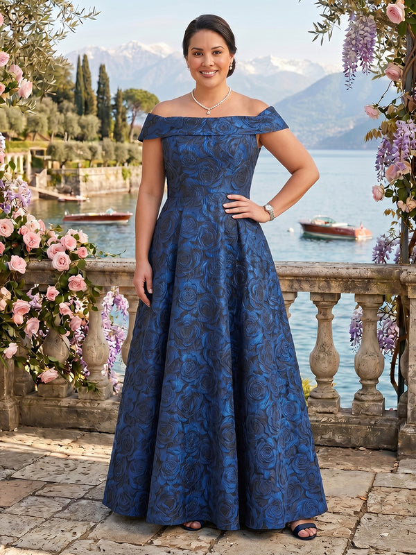 Jacquard Plus Size A Line Off the Shoulder Mother of the Bride/Groom Dresses