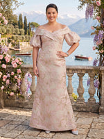 Jacquard Plus Size Off the Shoulder Mermaid Mother of the Bride/Groom Dresses