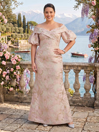 Jacquard Plus Size Off the Shoulder Mermaid Mother of the Bride/Groom Dresses