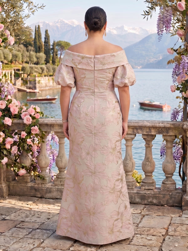Jacquard Plus Size Off the Shoulder Mermaid Mother of the Bride/Groom Dresses