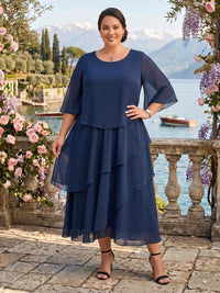 Chiffon A Line Ruffles Mother of the Bride/Groom Dresses Plus Size