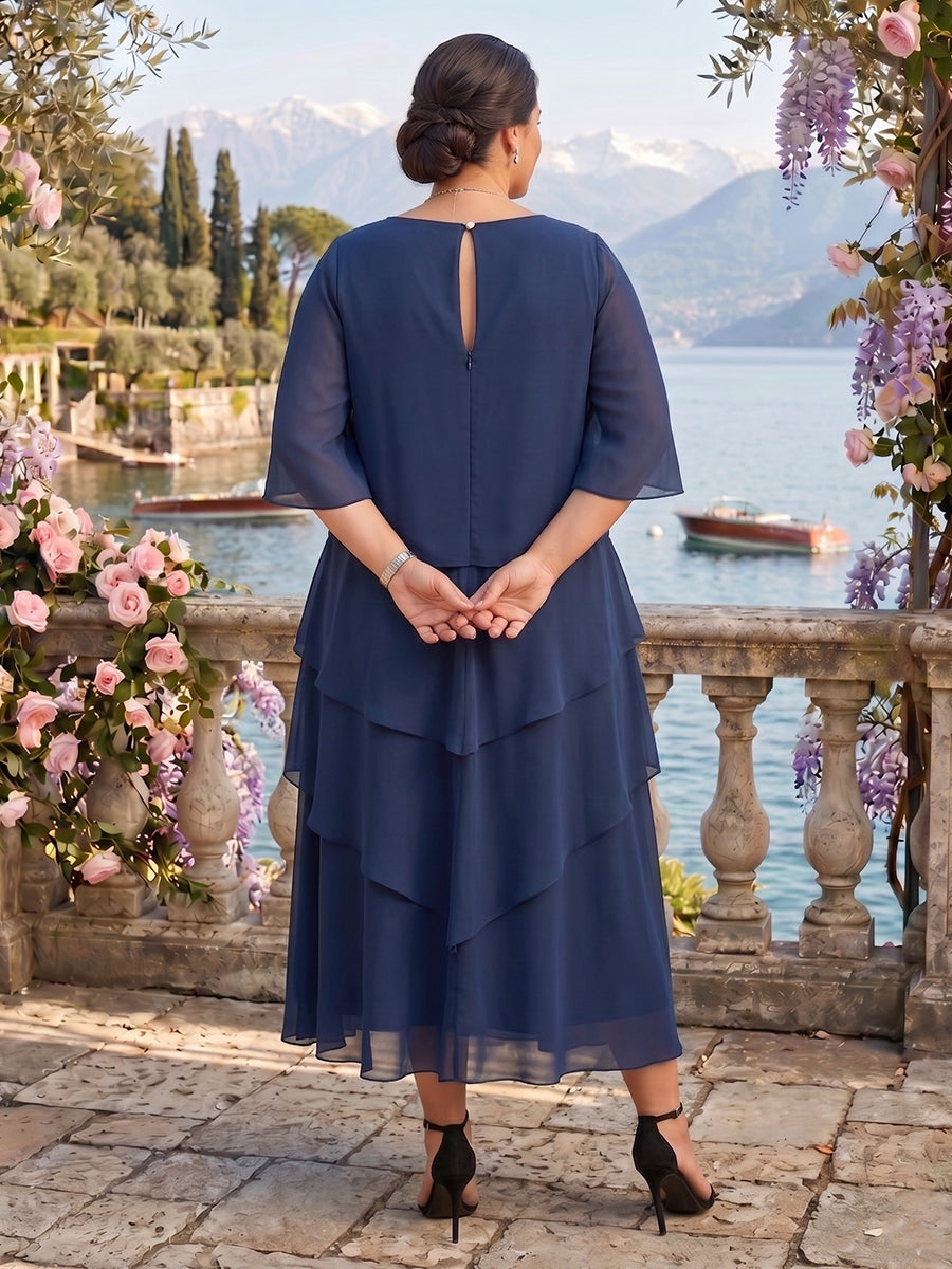 Chiffon A Line Ruffles Mother of the Bride/Groom Dresses Plus Size