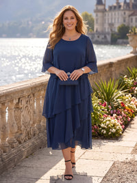 Chiffon A Line Ruffles Mother of the Bride/Groom Dresses Plus Size