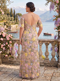 Jacquard Plus Size Jewel Mermaid Mother of the Bride/Groom Dresses with Slit
