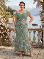 Jacquard Plus Size Off the Shoulder Mermaid Mother of the Bride/Groom Dresses