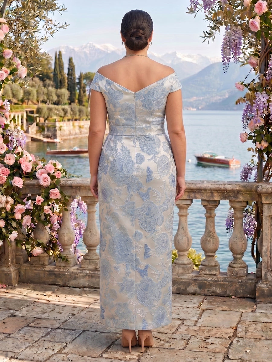 Jacquard Plus Size Off the Shoulder Mermaid Mother of the Bride/Groom Dresses