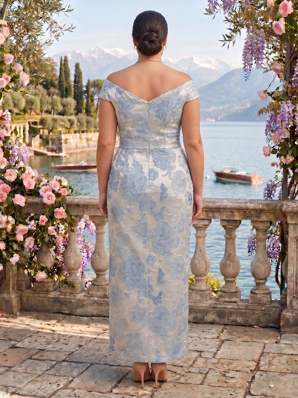 Jacquard Plus Size Off the Shoulder Mermaid Mother of the Bride/Groom Dresses